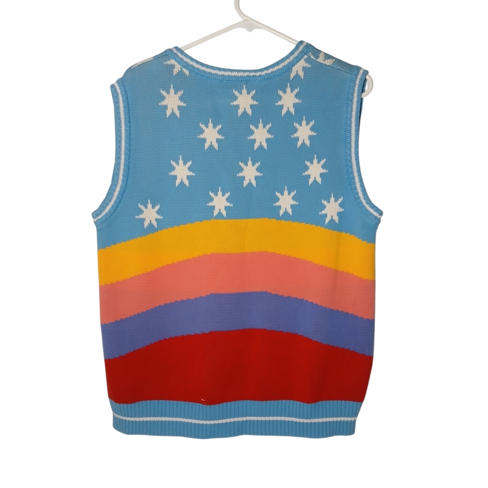 MSFTSrep Jaden Smith  Colorful V-Neck Sweater Vest L - Picture 2 of 7